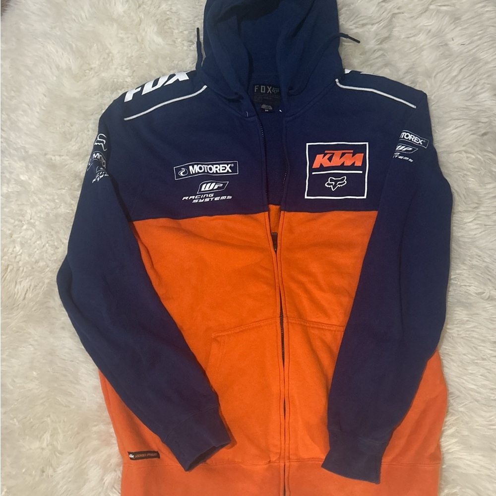KTM Men's Orange and Blue Zip Up Sweater